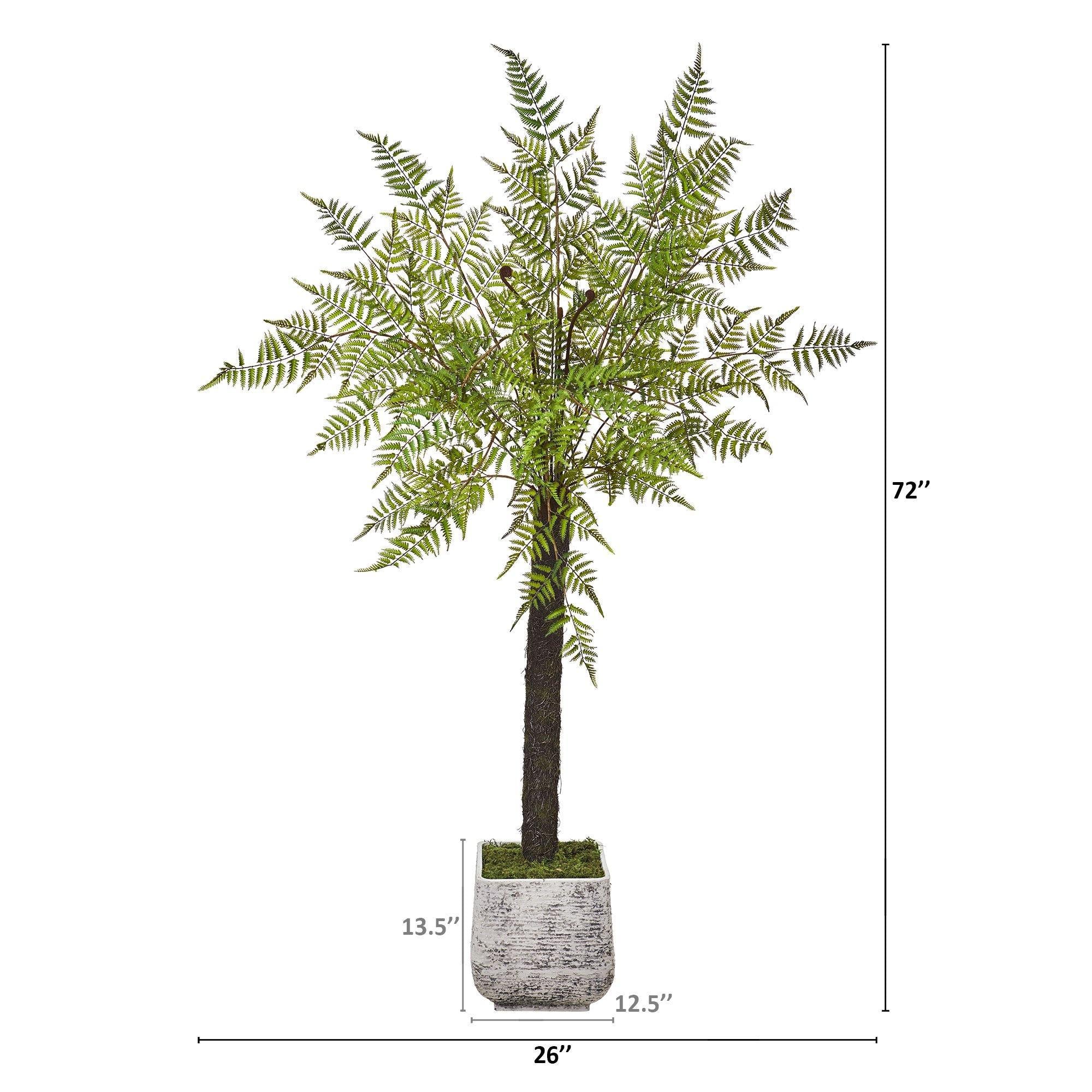 6’ Forest Fern Artificial Tree in White Planter