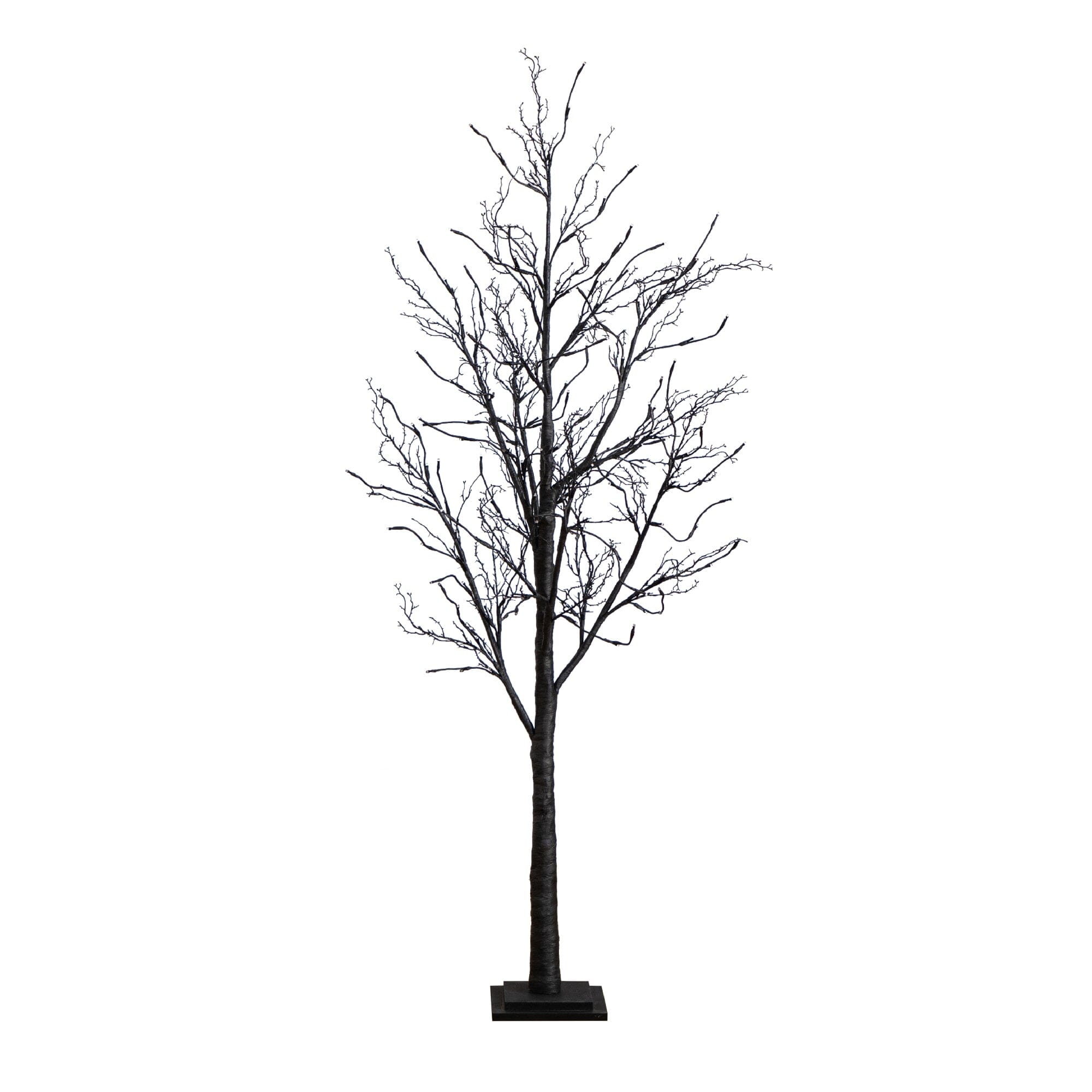 6’ Pre-Lit Halloween Black Twig Artificial Tree with 300 Orange & Purple LED Lights