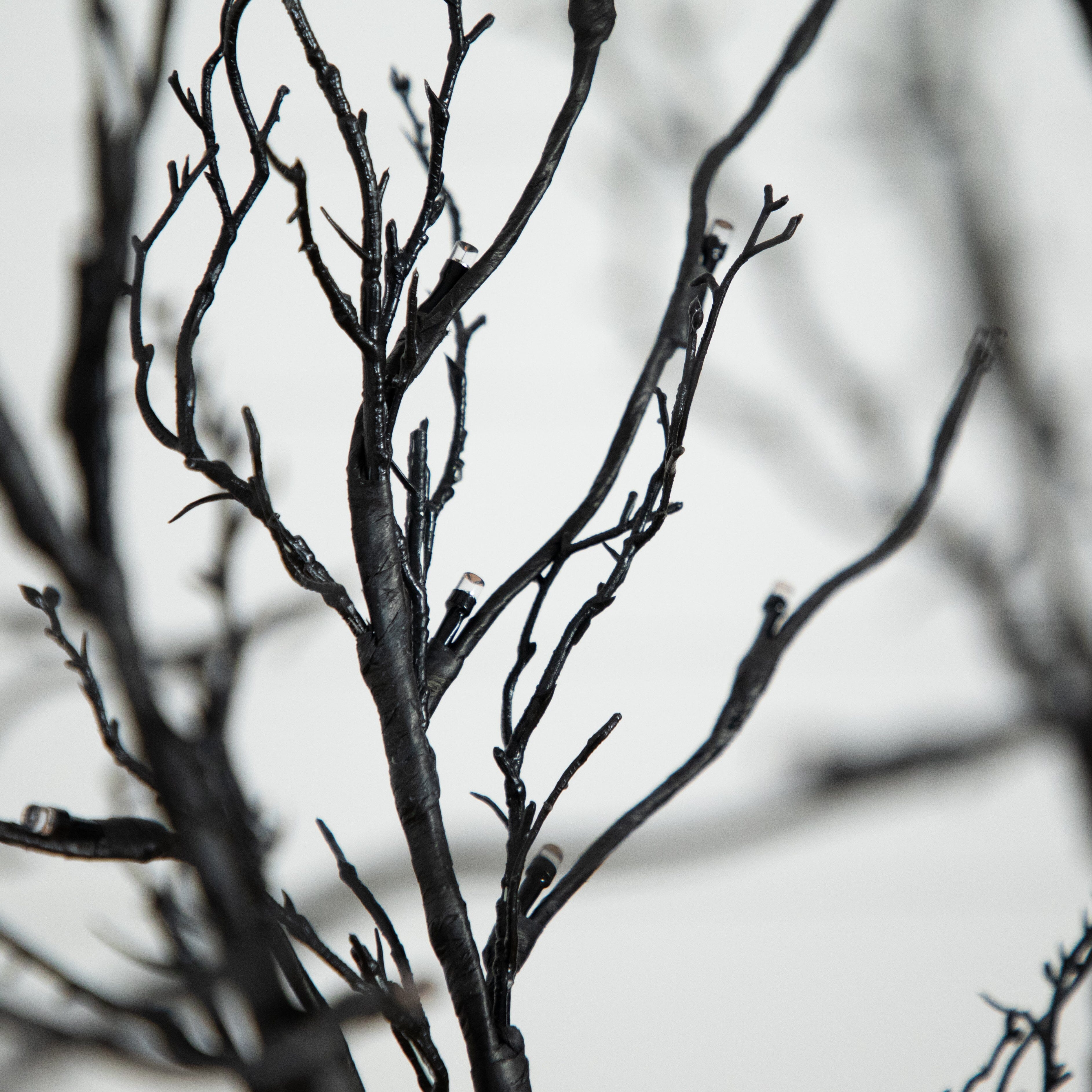 6’ Pre-Lit Halloween Black Twig Artificial Tree with 300 Orange & Purple LED Lights