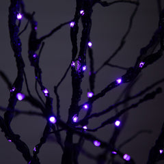6’ Pre-Lit Halloween Deluxe Black Twig Artificial Tree with 156 Orange & Purple LED Lights