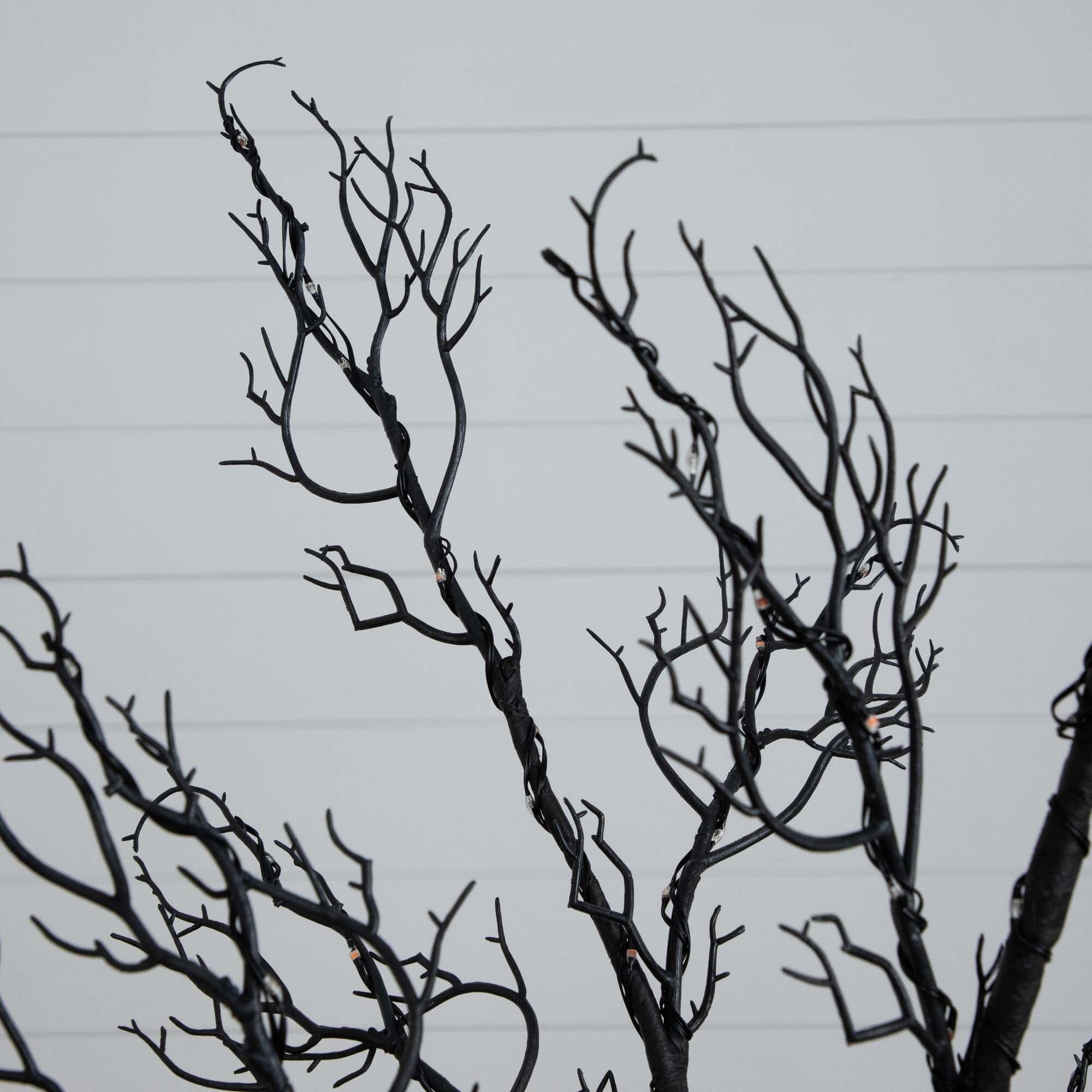 6’ Pre-Lit Halloween Minimalist Twig Artificial Fall Tree with 320 Orange & Purple LED Lights