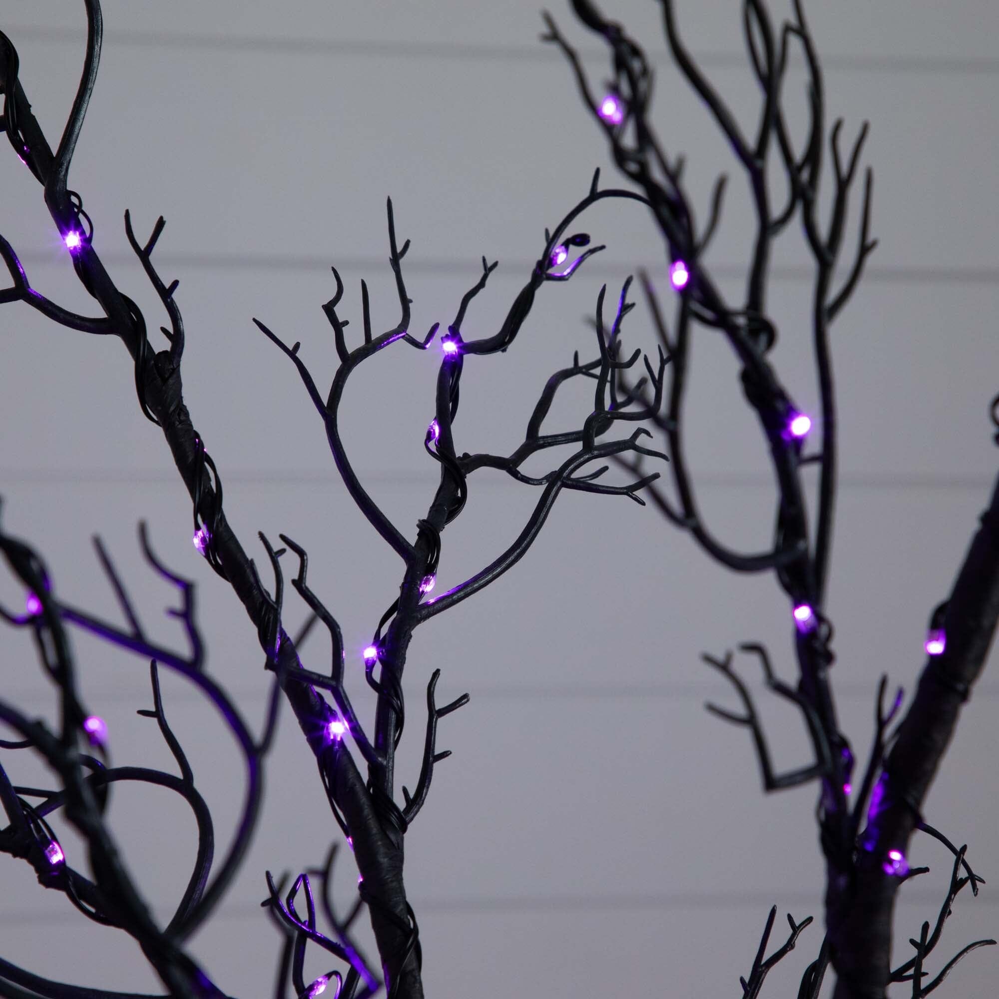 6’ Pre-Lit Halloween Minimalist Twig Artificial Fall Tree with 320 Orange & Purple LED Lights