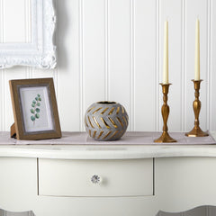6” Regal Round Stone Vase with Gold Accents