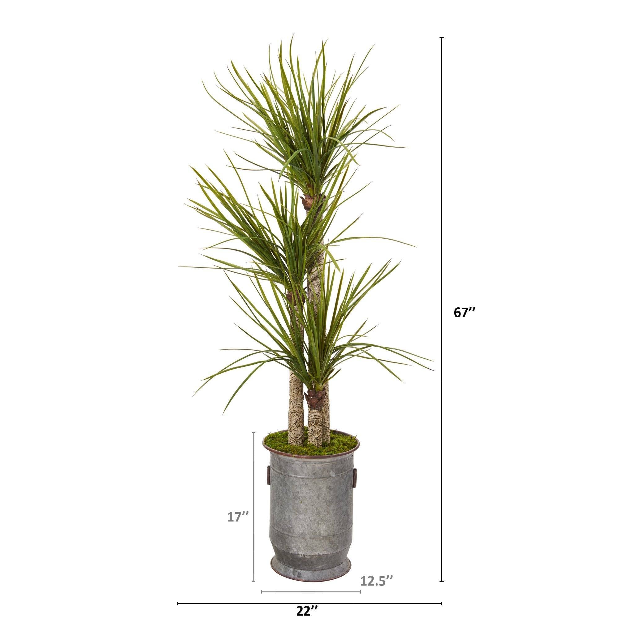 67” Yucca Artificial Tree in Copper Trimmed Metal Planter