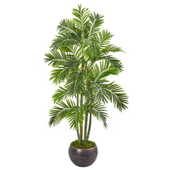68” Areca Palm Artificial Tree in Metal Bowl