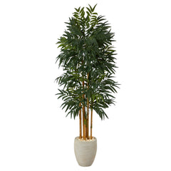 69” Phoenix Palm Artificial tree in White Planter with Stand