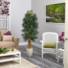69” Phoenix Palm Artificial tree in White Planter with Stand