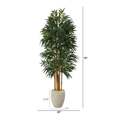 69” Phoenix Palm Artificial tree in White Planter with Stand