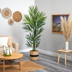 7’ Kentia Artificial Palm in Handmade Natural Cotton Planter