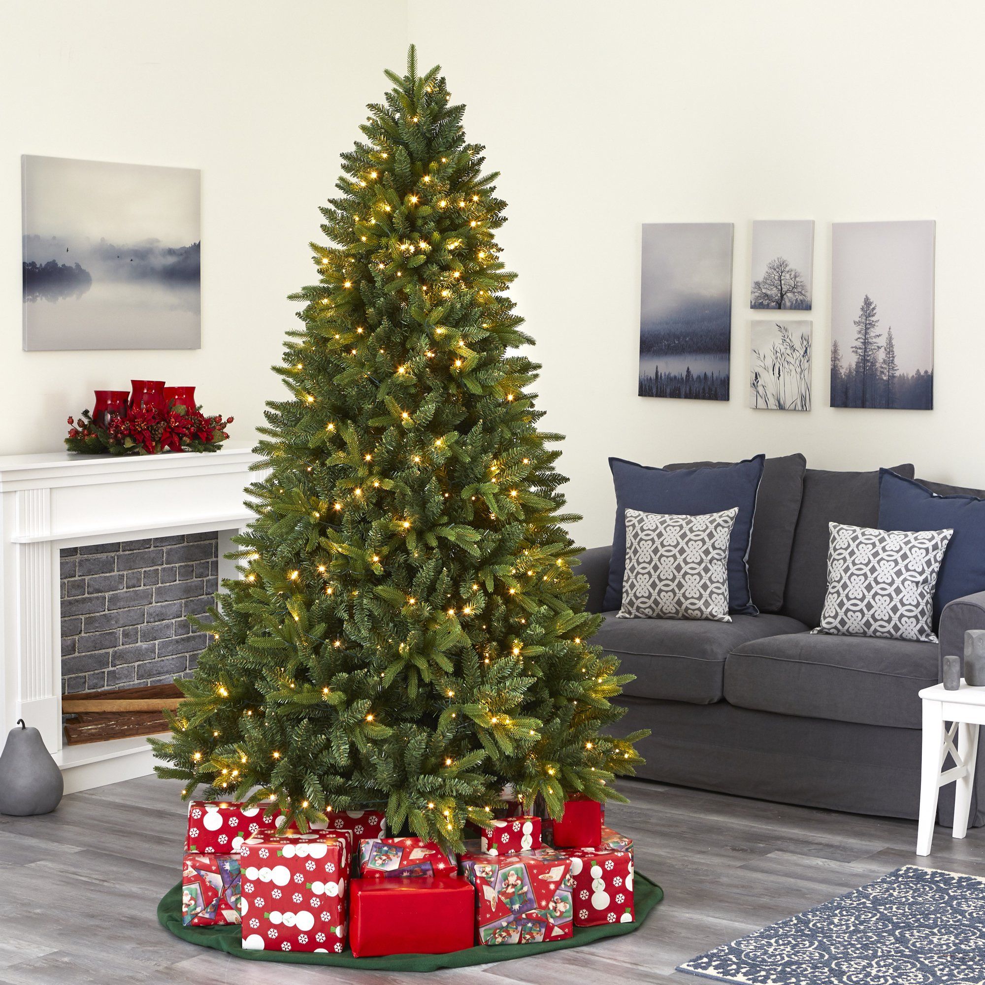 7' Sun Valley Fir Artificial Christmas Tree with 450 LED Lights