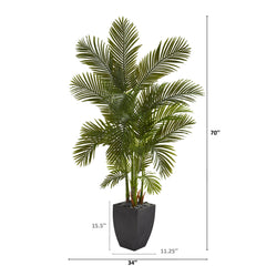 70” Areca Palm Artificial Tree in Black Planter