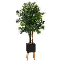 70” Areca Palm Artificial Tree in Black Planter with Stand