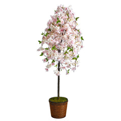 70” Cherry Blossom Artificial Tree in Wicker Planter