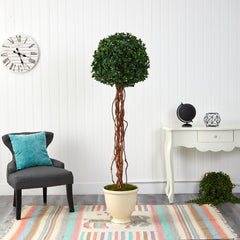 70” English Ivy Single Ball Artificial Topiary Tree in Decorative Urn UV Resistant (Indoor/Outdoor)