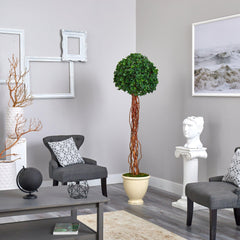 70” English Ivy Single Ball Artificial Topiary Tree in Decorative Urn UV Resistant (Indoor/Outdoor)