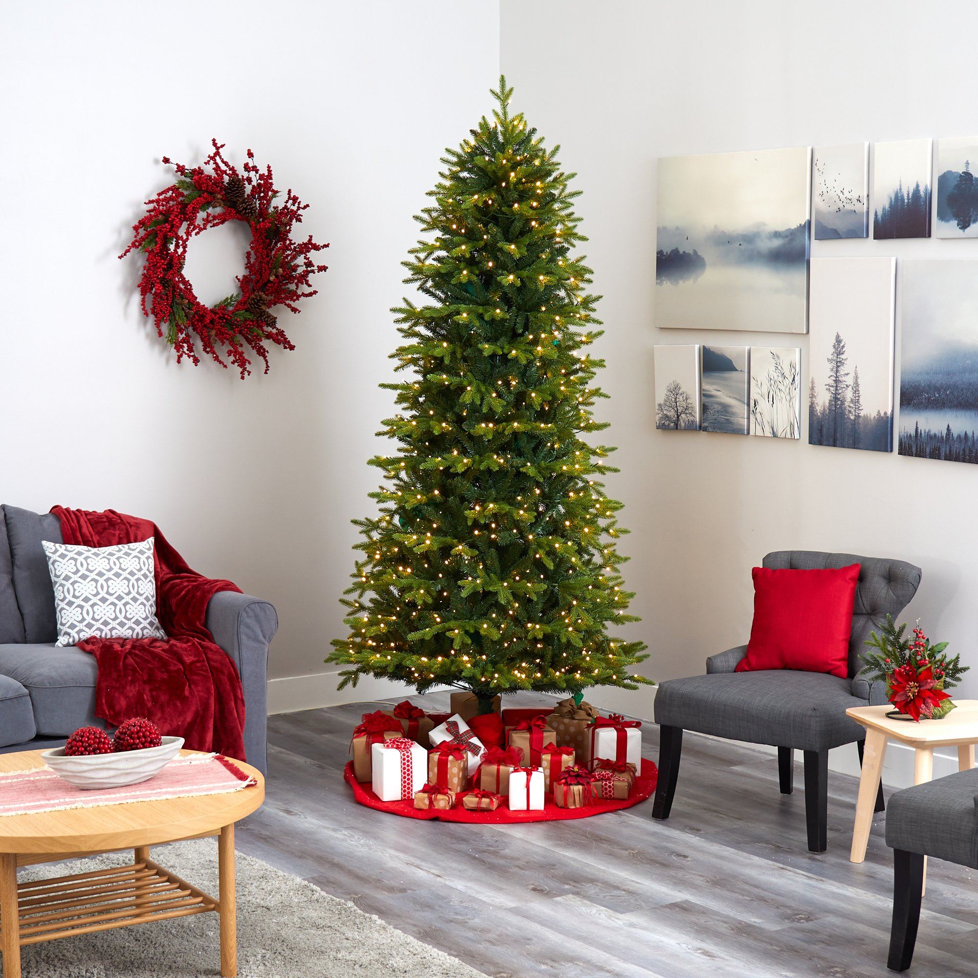 7.5’ Belgium Fir “Natural Look” Artificial Christmas Tree with 550 Clear LED Lights