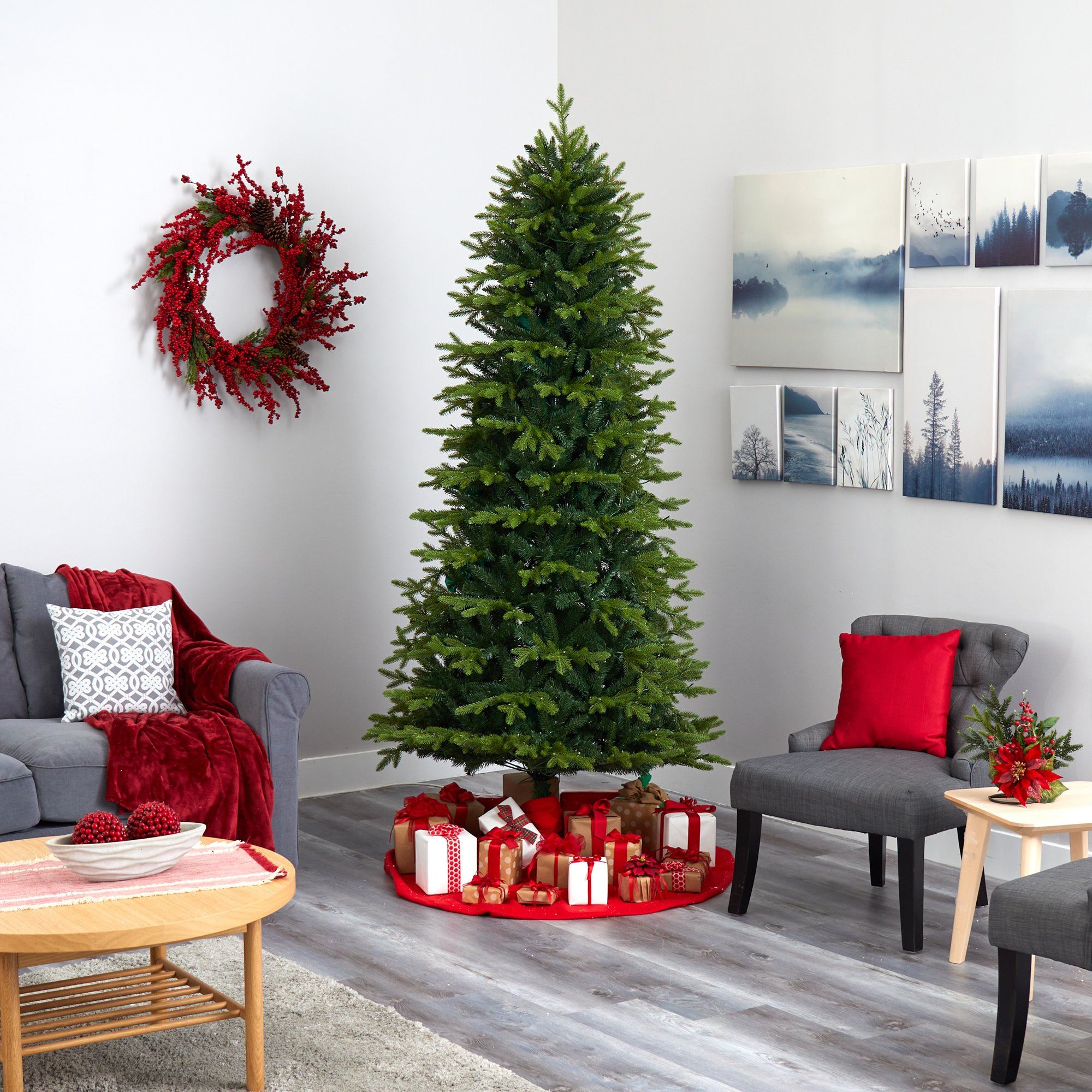 7.5’ Belgium Fir “Natural Look” Artificial Christmas Tree with 550 Clear LED Lights