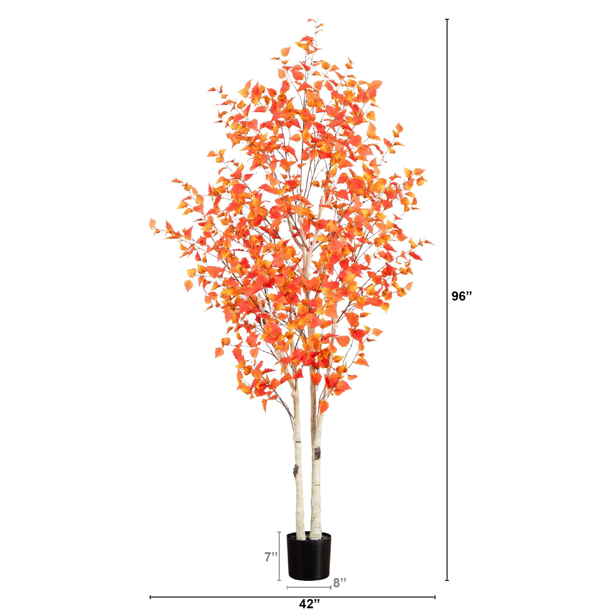 8’ Autumn Birch Artificial Fall Tree