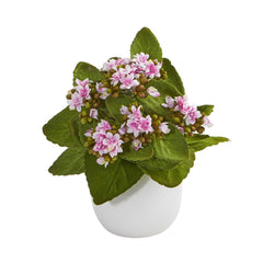 8” Kalanchoe Artificial Plant in White Vase (Set of 3)