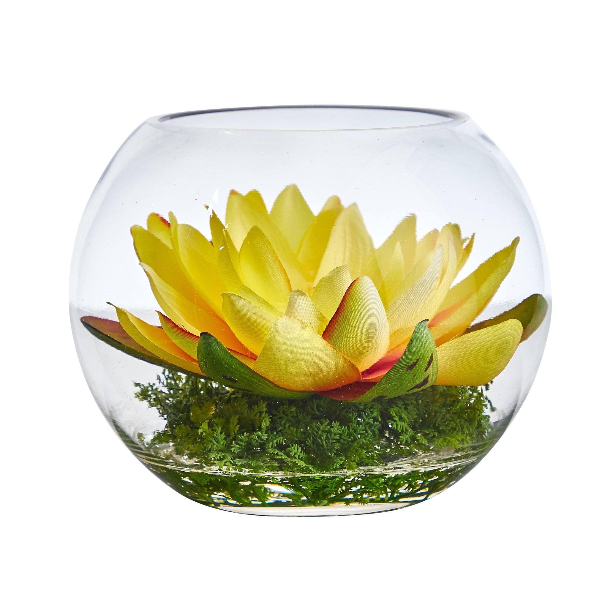 8” Lotus Artificial Arrangement in Glass Vase
