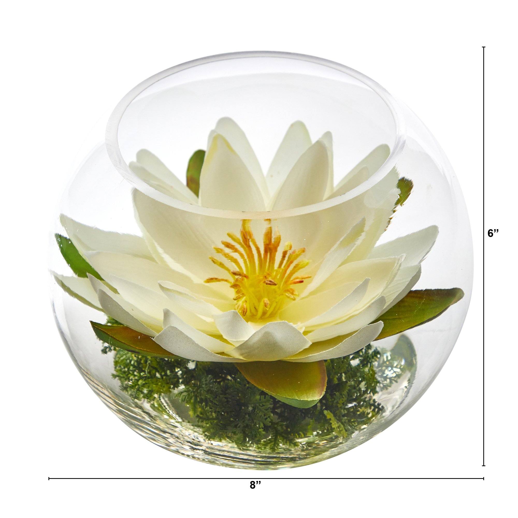 8” Lotus Artificial Arrangement in Glass Vase