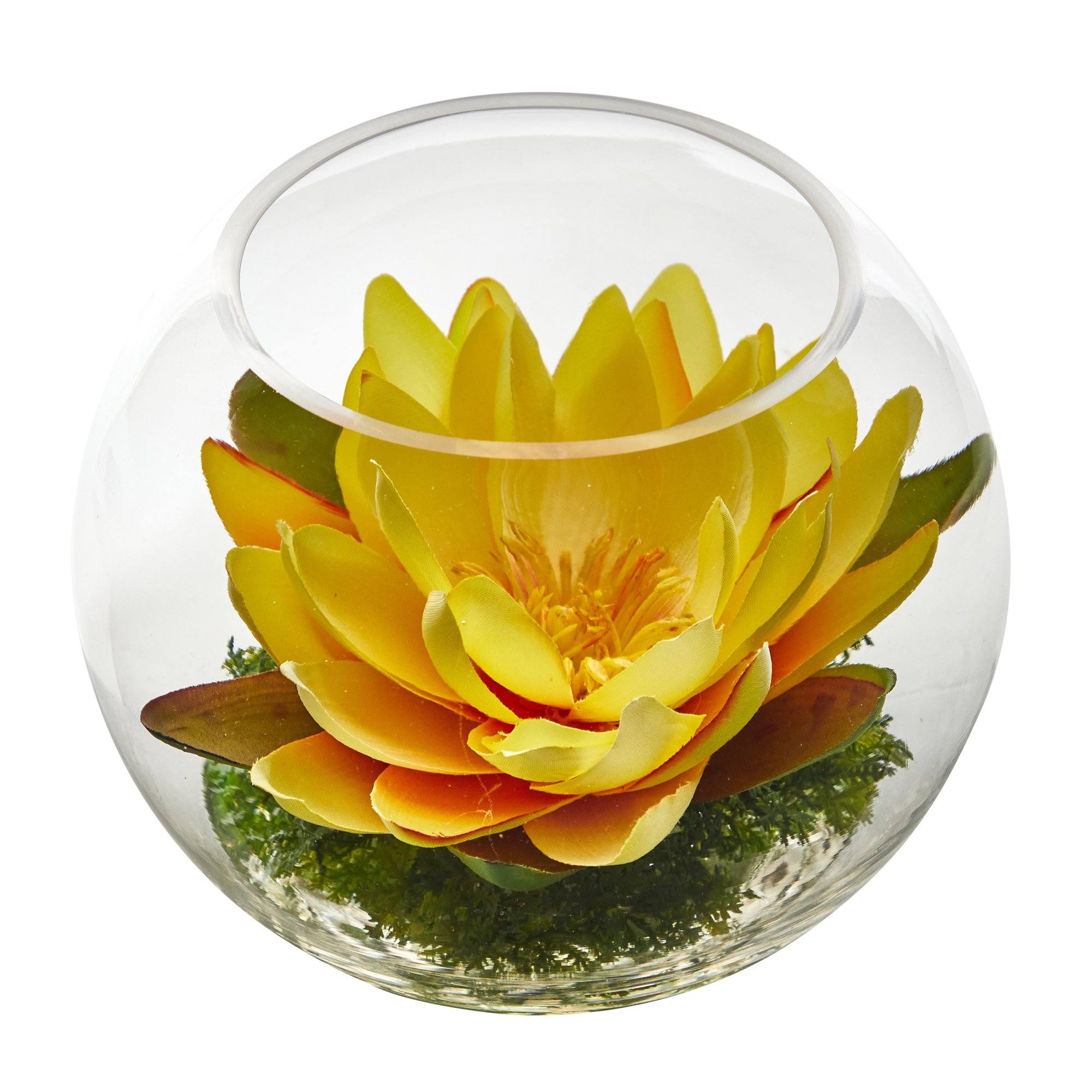8” Lotus Artificial Arrangement in Glass Vase