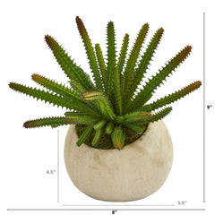 9” Cactus Succulent Artificial Plant in Stone Planter