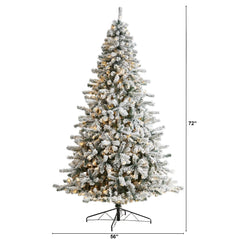 9' Flocked Rock Springs Spruce Christmas Tree with 650 LED Lights and 1550 Bendable Branches
