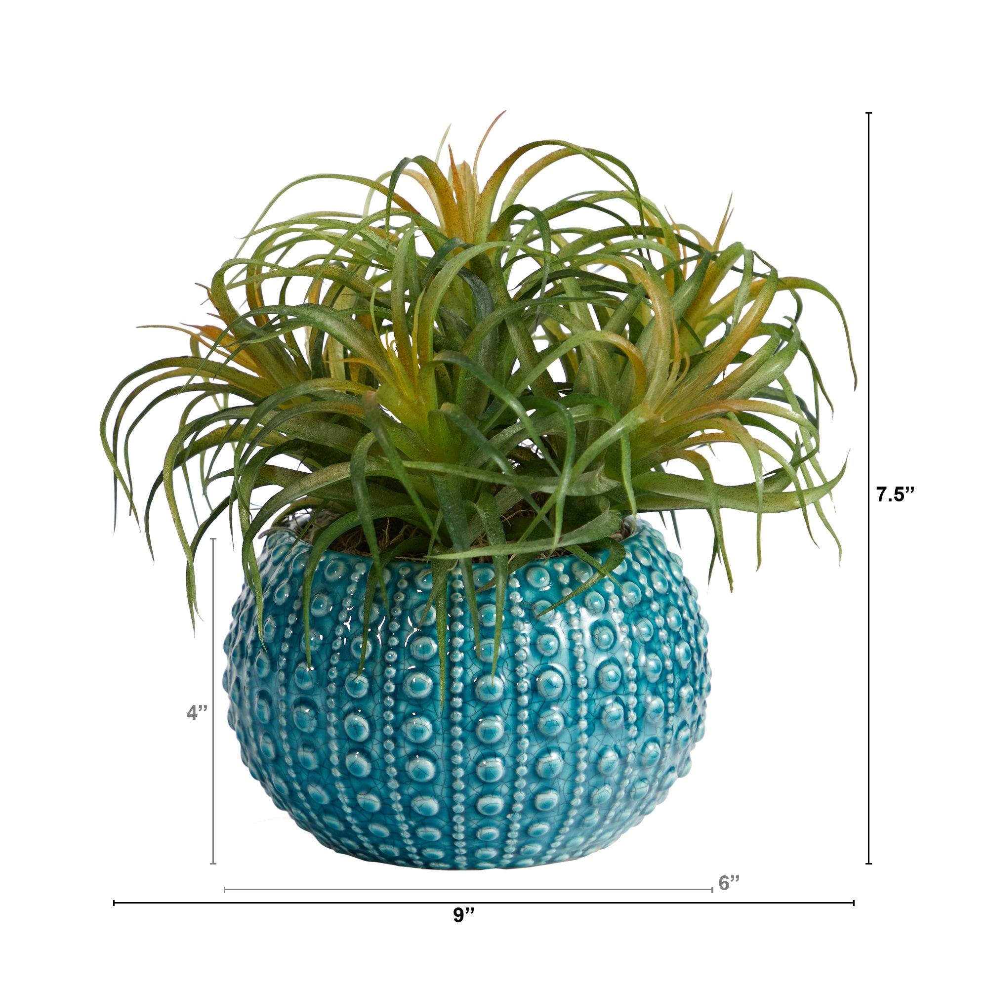 9” Tillandsia Artificial Plant in Blue Planter