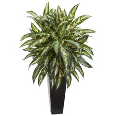 Aglonema Artificial Plant in Black Planter