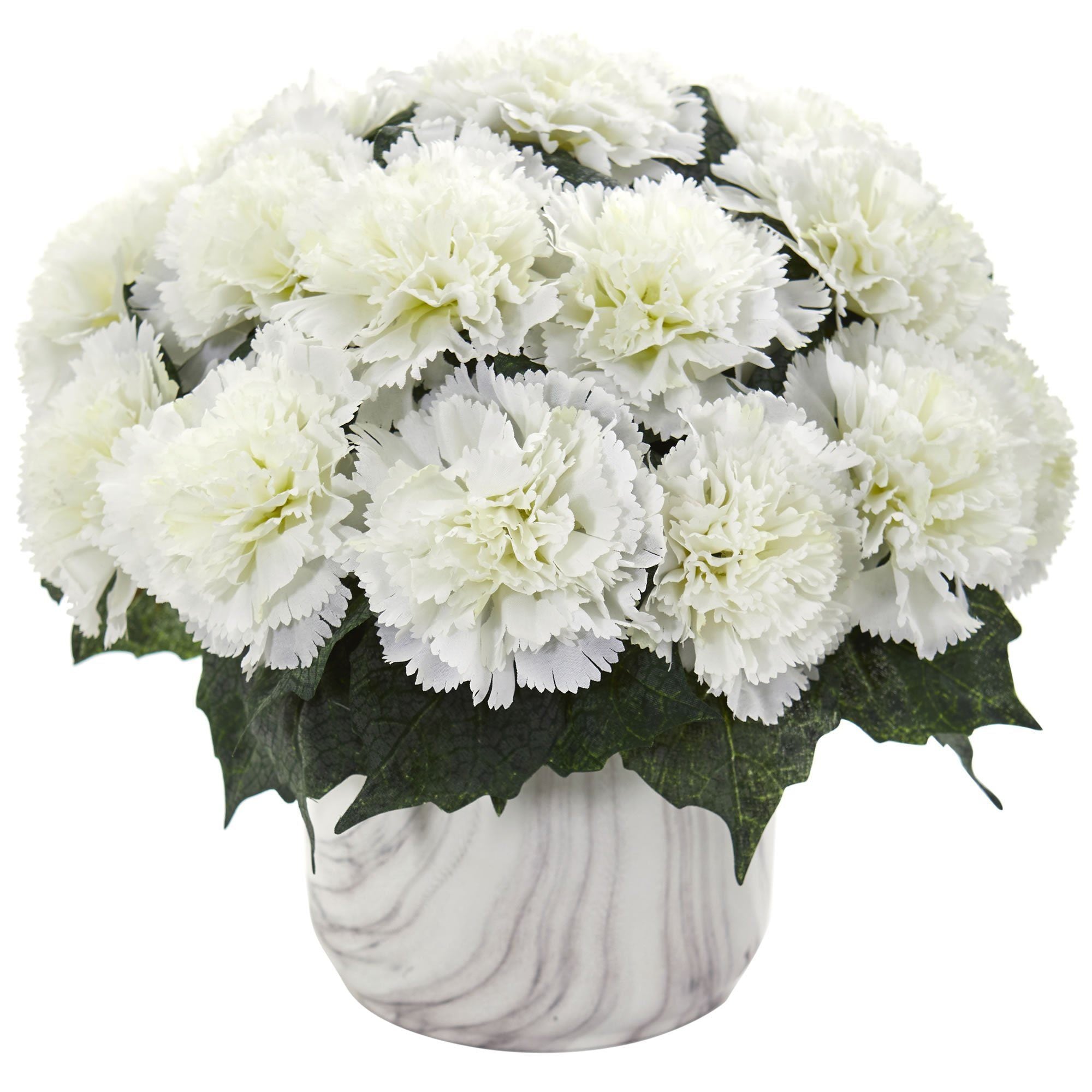 Carnation Artificial Arrangement in Marble Finished Vase