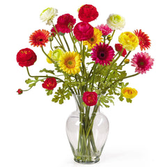 Gerber and Ranunculus Liquid illusion Silk Flower Arrangement