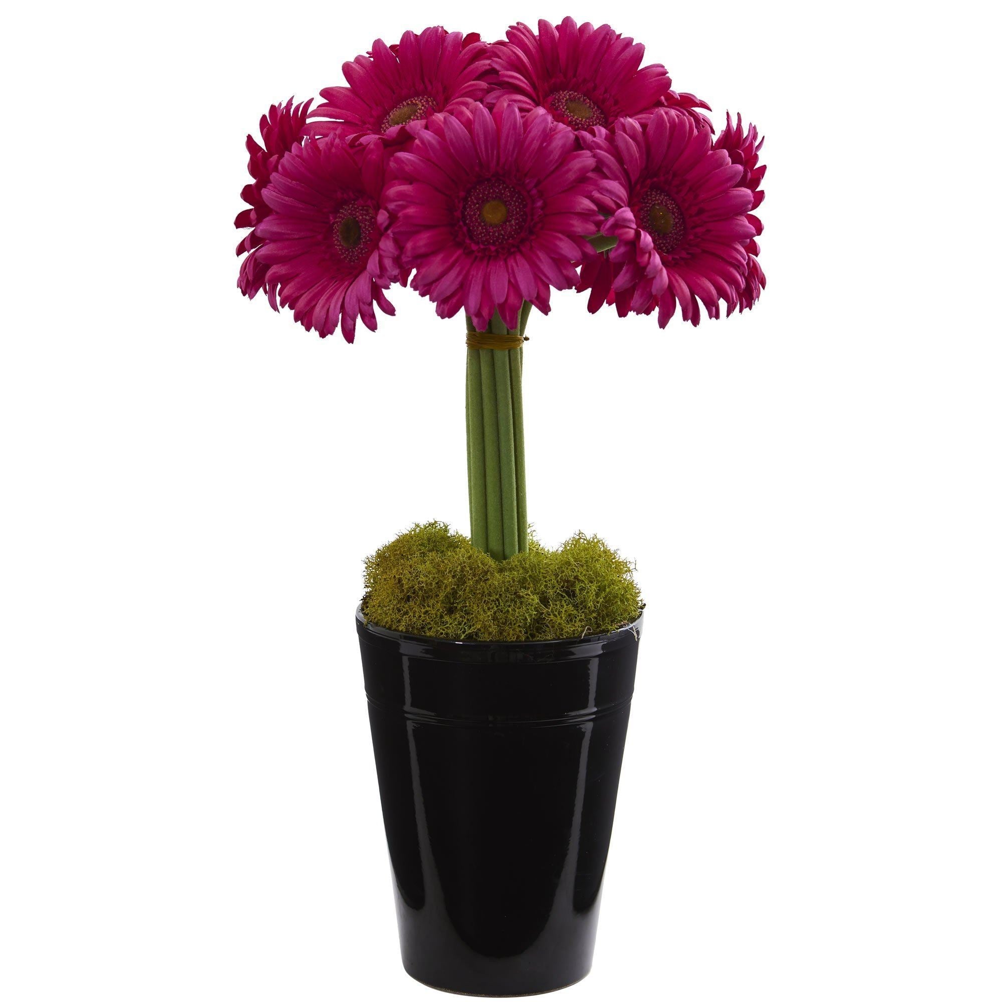 Gerber Daisy Artificial Arrangement in Black Vase