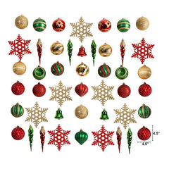 Holiday Deluxe Shatterproof, 50 Count Christmas Tree Ornament Box Set, Reusable Container