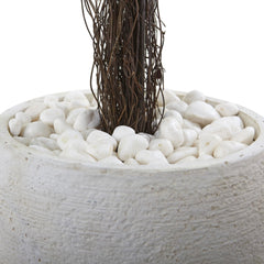 Ixora Topiary with White Planter UV Resistant (Indoor/Outdoor)