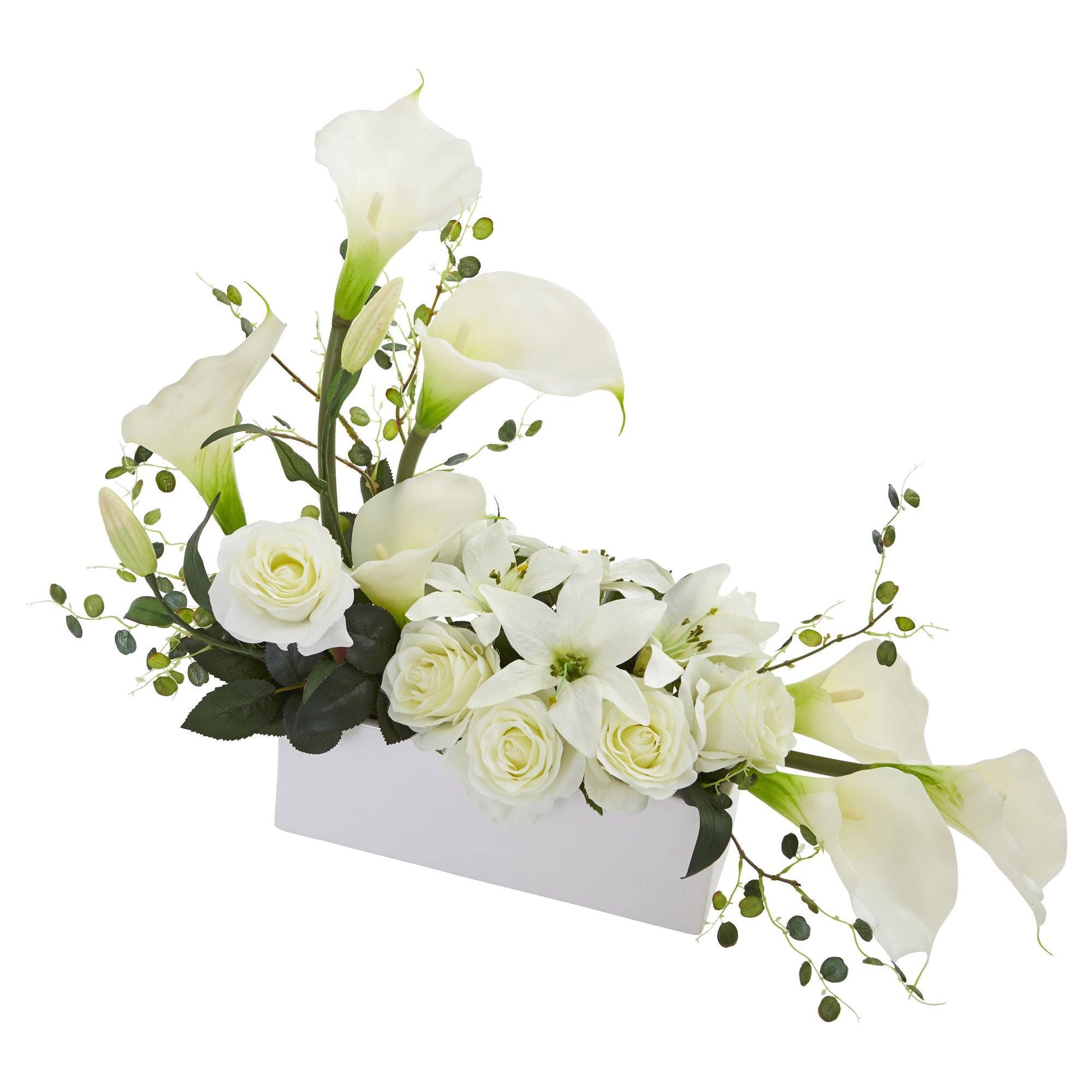 Mixed Lily and Rose Artificial Arrangement