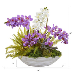 Phalaenopsis Orchid and Fern Artificial Arrangement