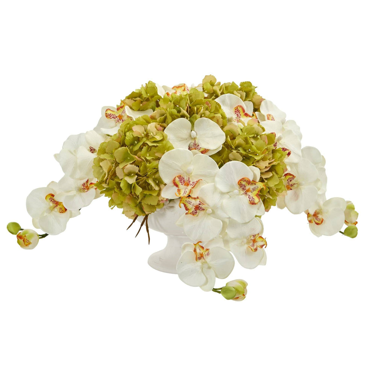 Phaleanopsis and Hydrangea Artificial Arrangement in Pedestal Urn