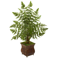 Ruffle Fern Artificial Palm Tree in Metal Planter