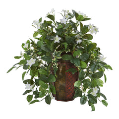 Stephanotis and Ivy Artificial Plant in Decorative Planter