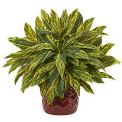 Tradescantia Artificial Plant in Red Vase