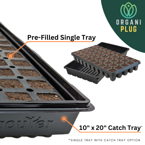 OrganiPlug Seed & Cutting Plugs - Pre-Filled Tray w/ 50 Tall Plugs - Single, Case, and Pallet