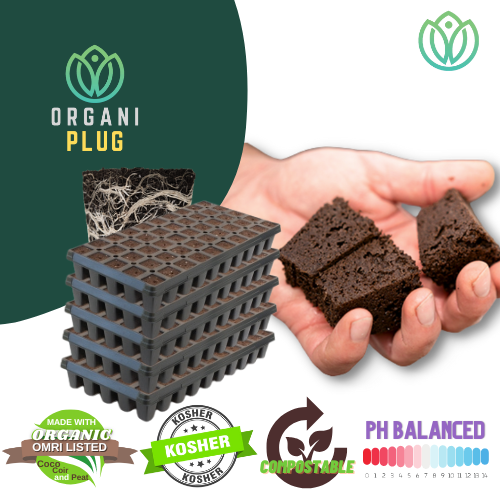 OrganiPlug Seed & Cutting Plugs - Pre-Filled Tray w/ 50 Tall Plugs - Single, Case, and Pallet