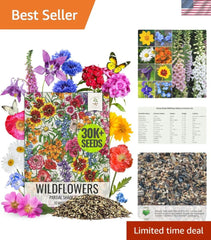 Wildflower Seed Collection 2 Ounce Mix - Open Pollinated Annuals & Perennials for Pollinator Gardens, Native Plants