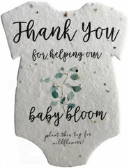 Wildflower Seed Paper Set of 12 Eco-Friendly Plantable Baby Bodysuits - Cotton, Nature-Inspired, Sustainable Gifts