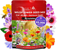 Wildflower Seeds Bulk - 85,000 Count, 35 Varieties, Annual & Perennial Mix for Garden Planting, Native Wildflowers