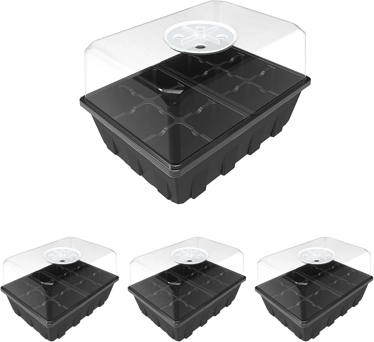 Seed Starting Tray 3-Pack, Plant Germination Trays, Black, Gardzen