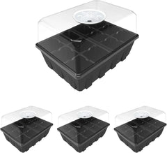 Seed Starting Tray 3-Pack, Plant Germination Trays, Black, Gardzen