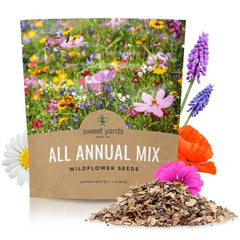 Wildflower Seed Mix - 1 Ounce - Quick Blooming, Open Pollinated Annuals - 7500 Seeds