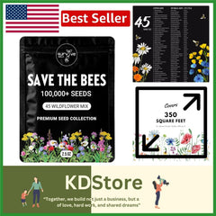 Wildflower Seeds Collection - 100,000 Eco-Friendly Non-GMO Pollinator Attracting Seeds - Native Plants Mix